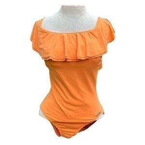 Michael Kors one piece swimsuit peachy orange color, womens size 6